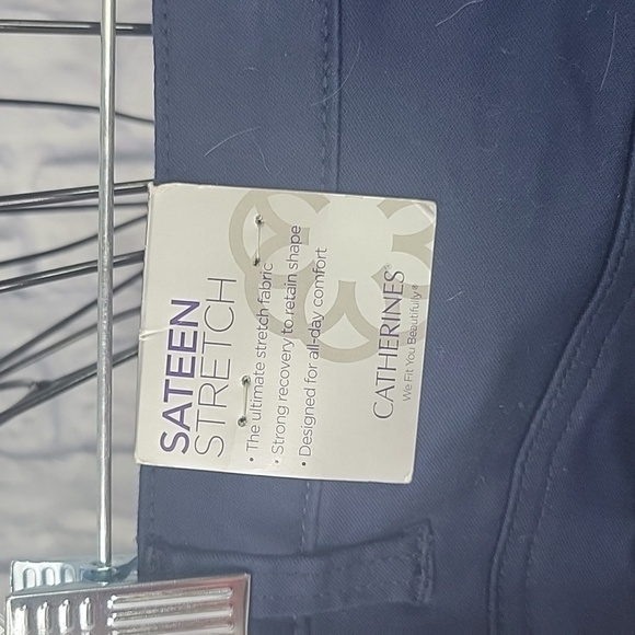 CATHERINE'S Sateen Stretch Staight Leg Navy Blue Pants Size 16 Petite - Picture 5 of 8